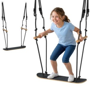 Vaikiškos sūpynės su reguliuojamu aukščiu, neslystanti lenta, atspari oro sąlygoms virvė